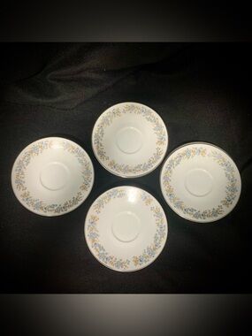 (2) Vintage Oxford “Blue Heaven” Saucers Bundle – Japan – Blue Floral Pattern